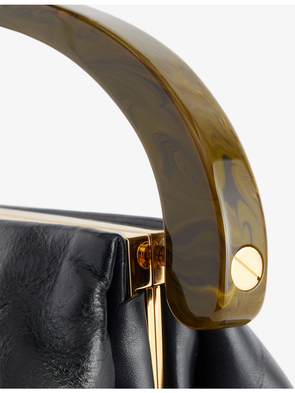 Pleated Leather Top Handle Bag - 4