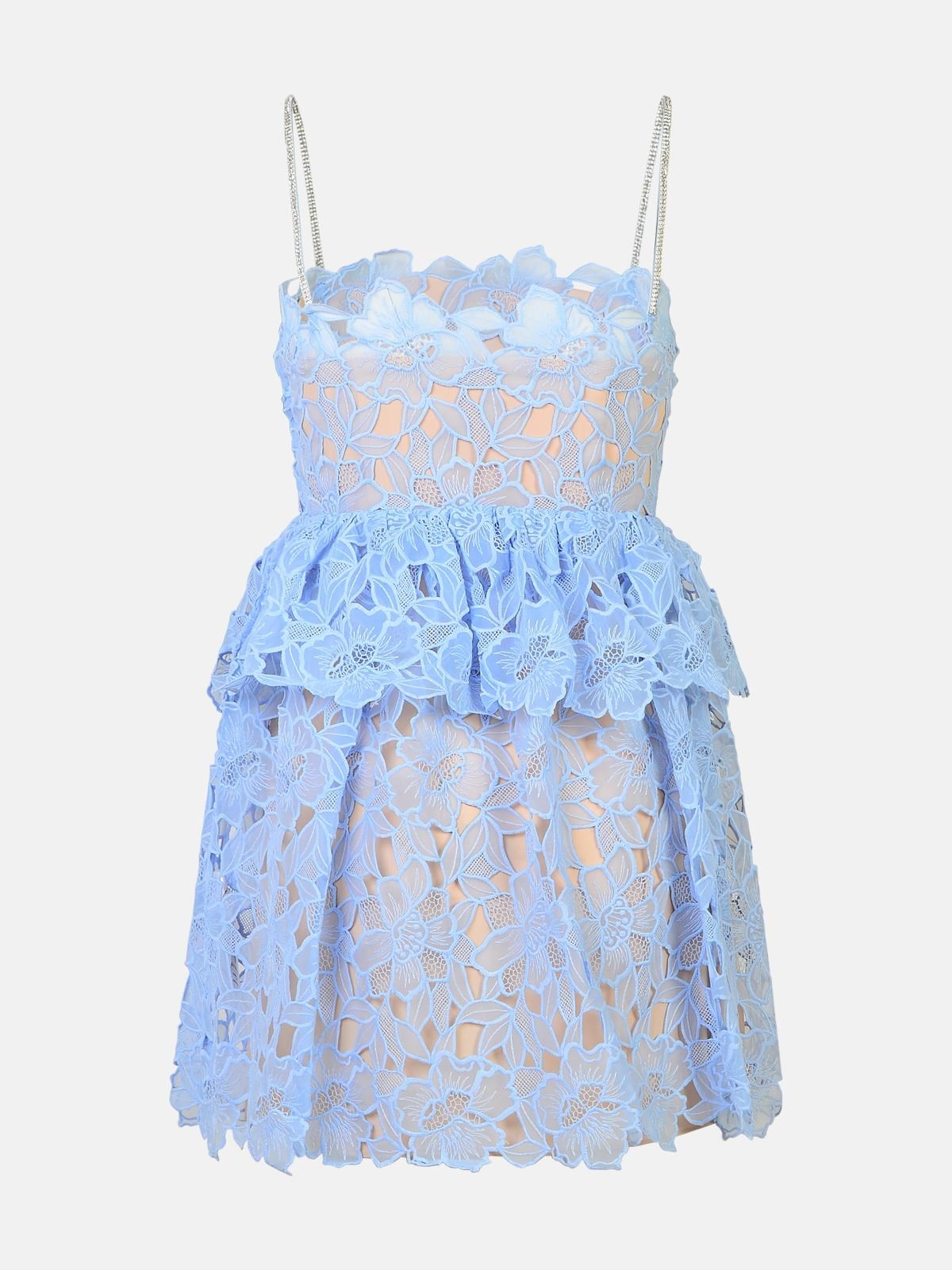 LIGHT BLUE POLYESTER DRESS - 3