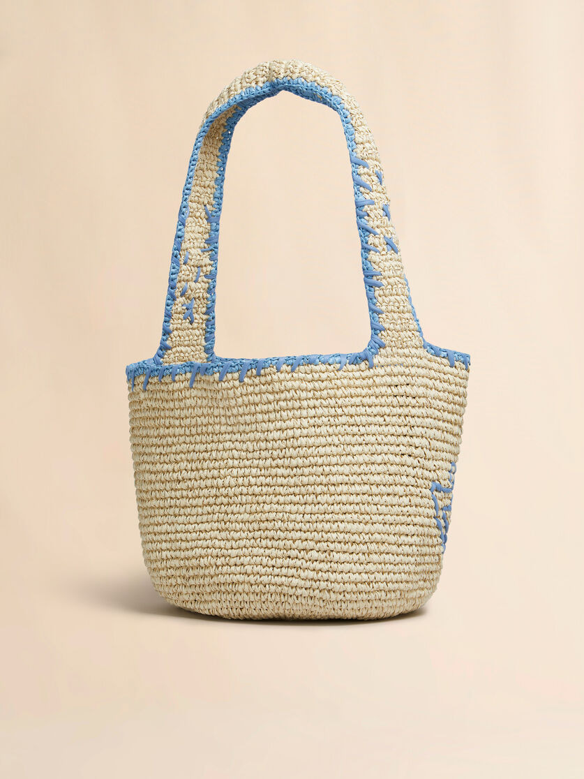 NATURAL RAFFIA AND BLUE NASSA MEDIUM HOBO BAG - 3