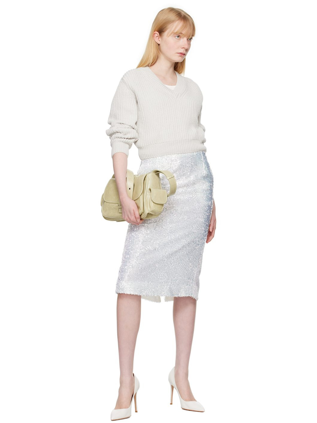 White H-Line Midi Skirt - 4