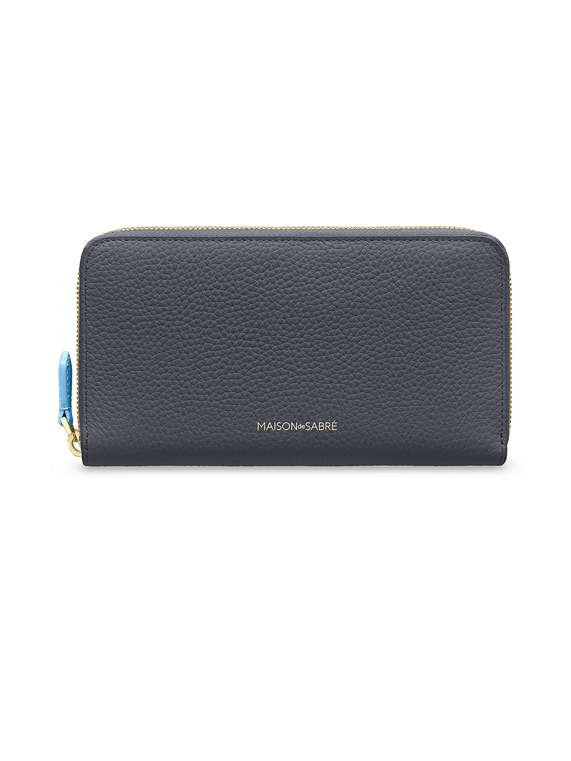 Women's Long Leather Zip Wallet - Graphite Sky - 1