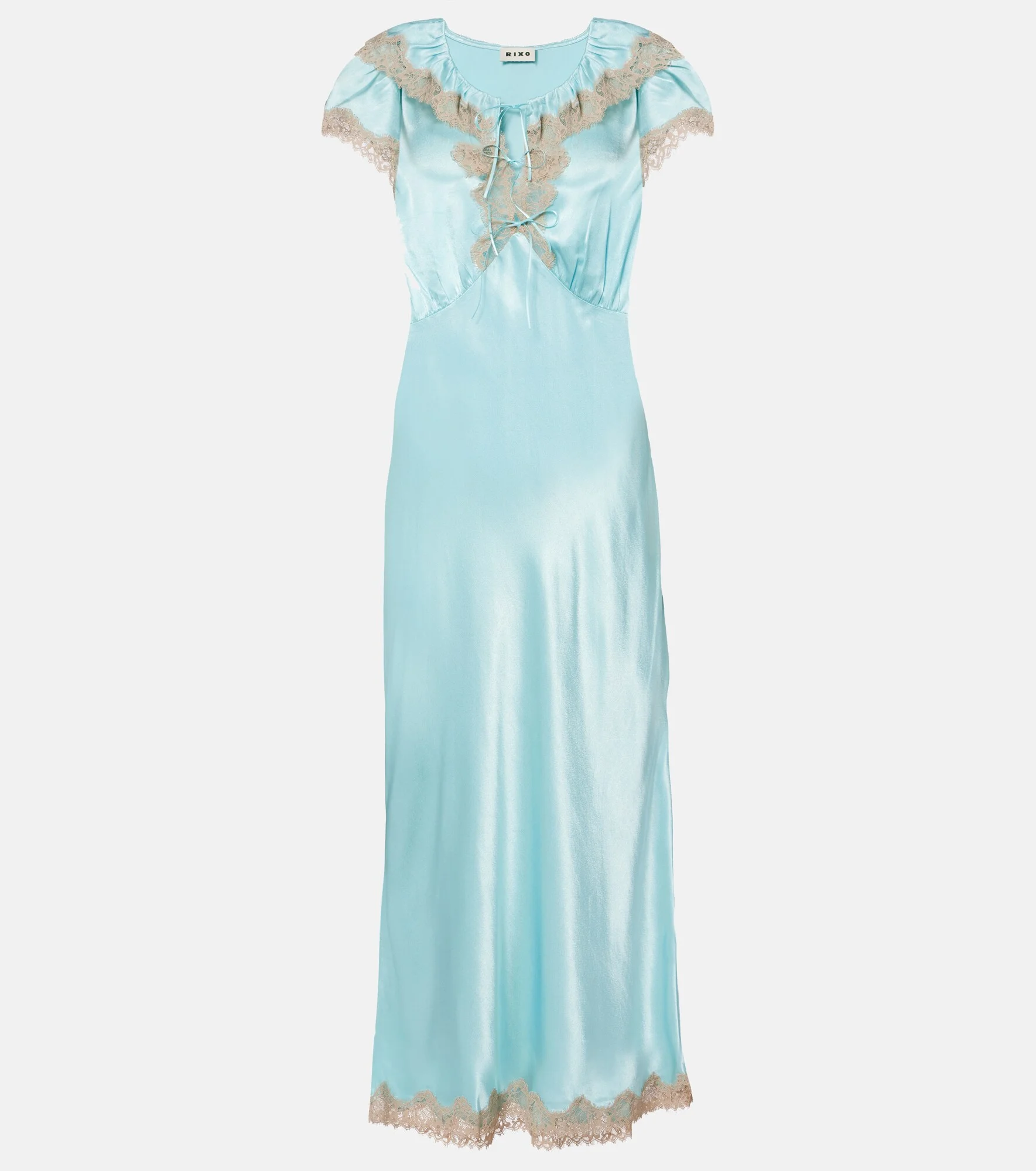 Viviene lace-trimmed satin midi dress - 1