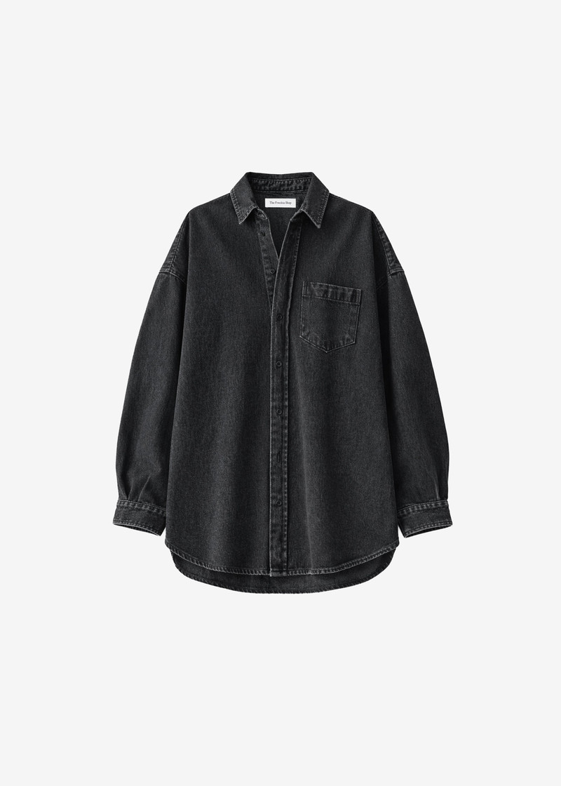 Belvis Oversized Denim Shirt - Black Wash 1