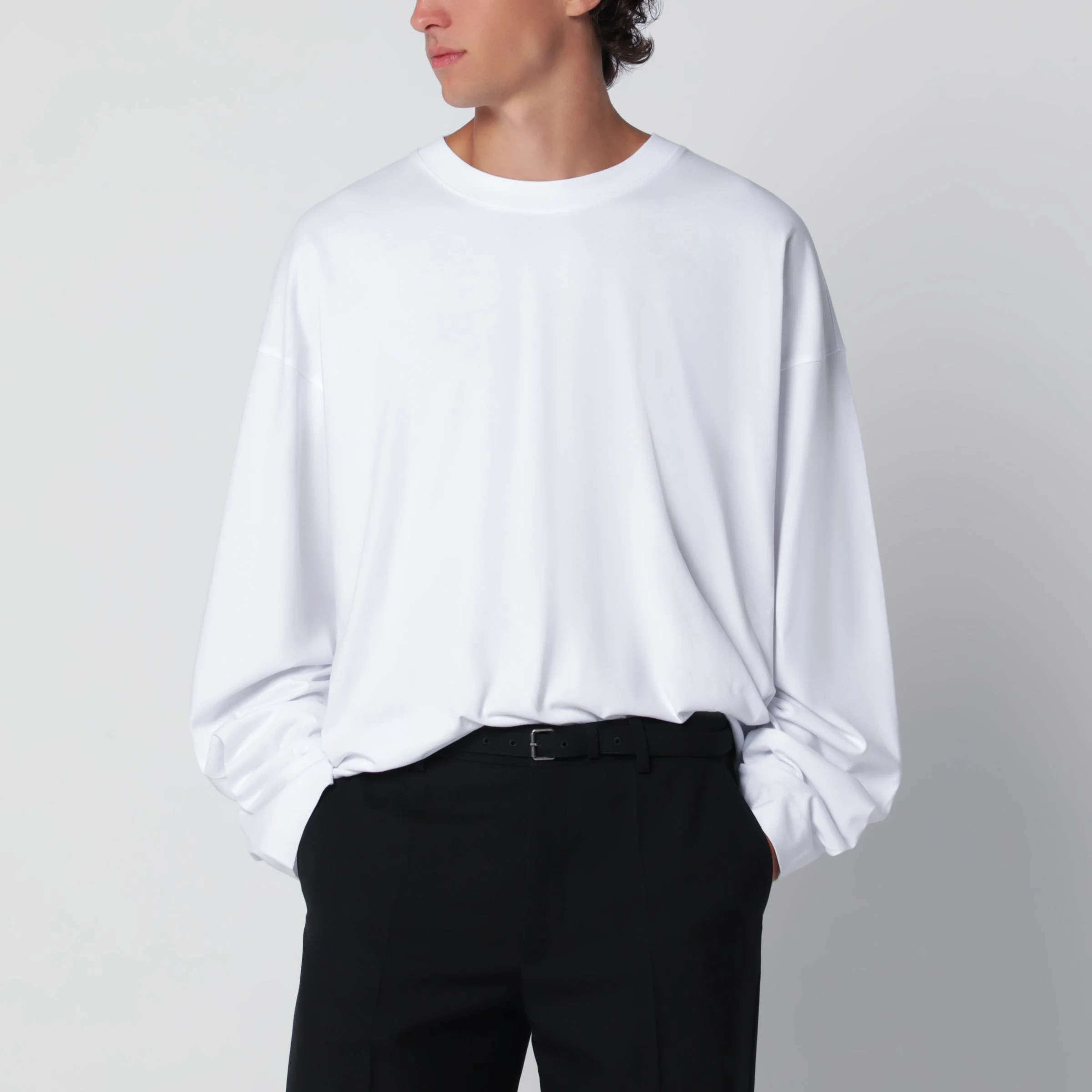 White long-sleeve cotton T-shirt - 1