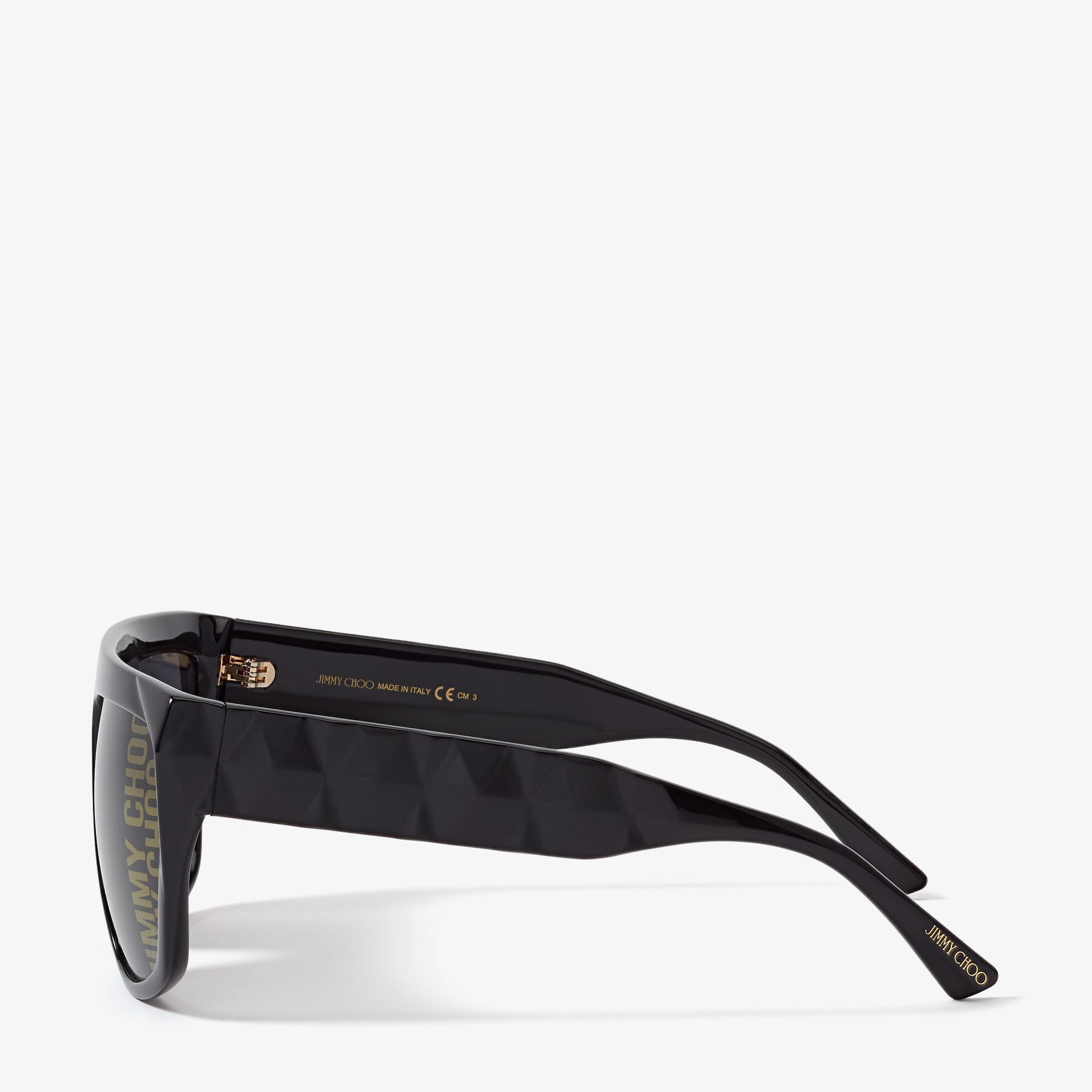 Duane
Black Square-Frame Sunglasses with Printed Jimmy Choo Logo on Lense - 2