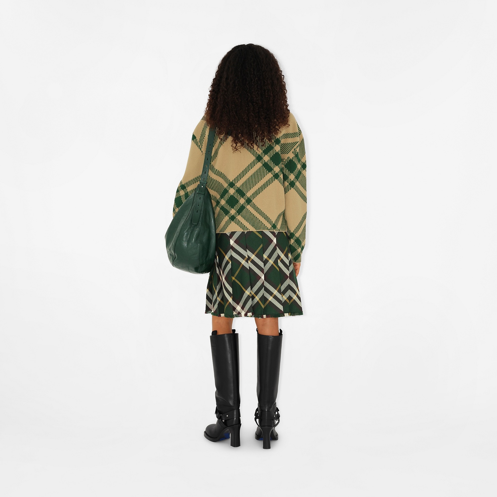 Check Wool Blend Cardigan - 4