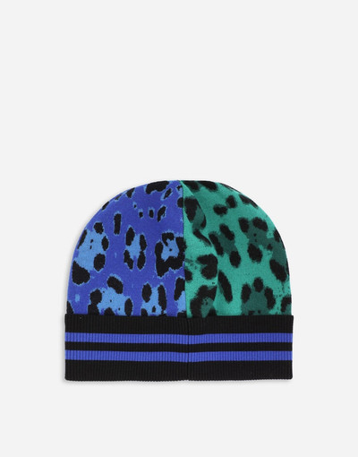 Dolce & Gabbana Tiger-design wool jacquard hat with DG patch outlook