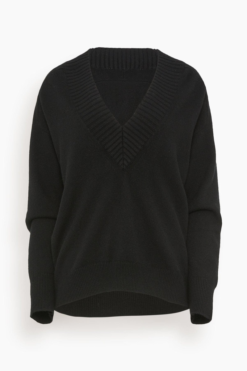 Sage Deep V-Neck Sweater in Black 1