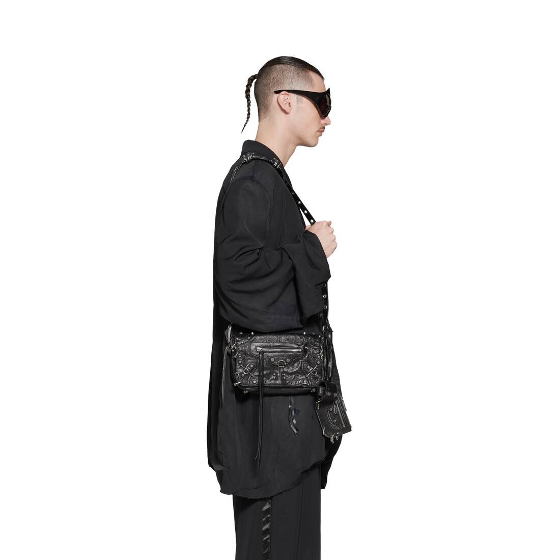 Men's Le Cagole Men Xs Flap Bag With Piercing in Black - 2