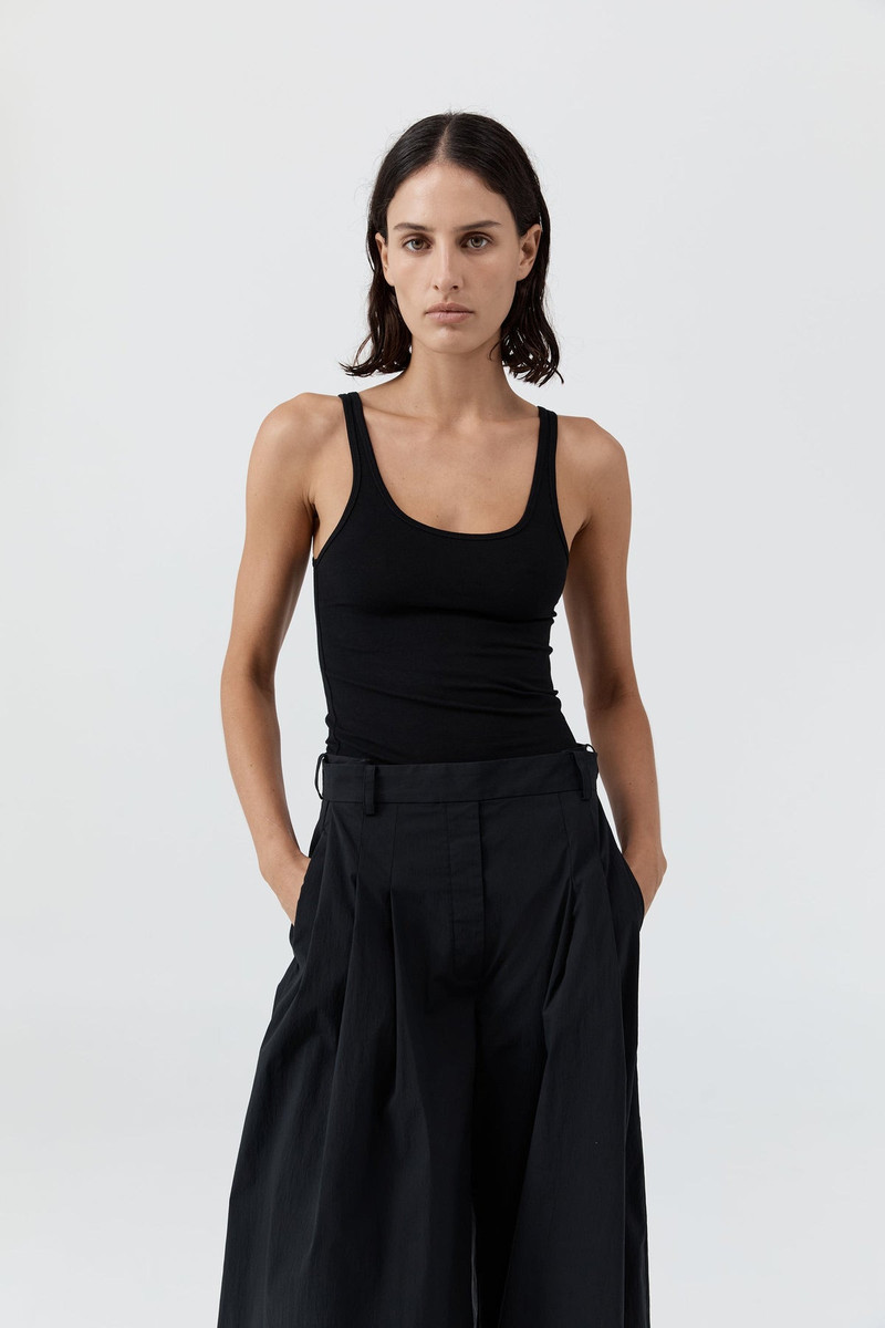 Soft Jersey Slim Scoop Tank - Jet Black 3