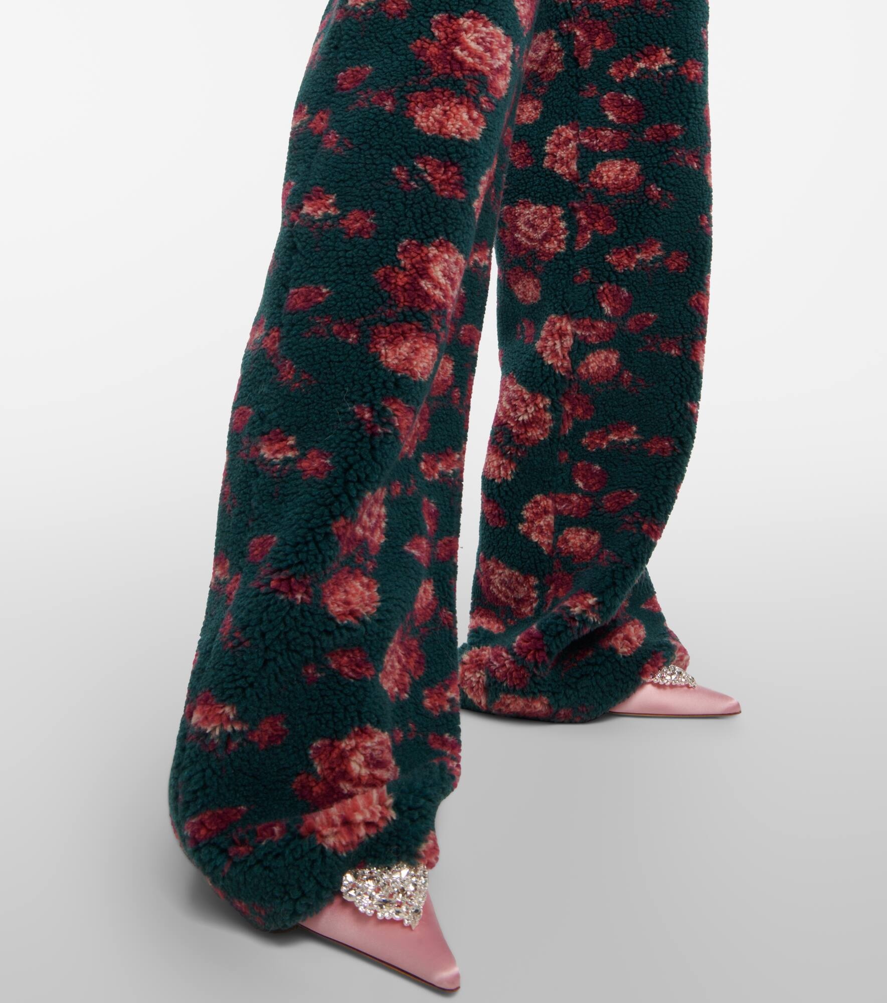 High-rise floral teddy straight pants - 5