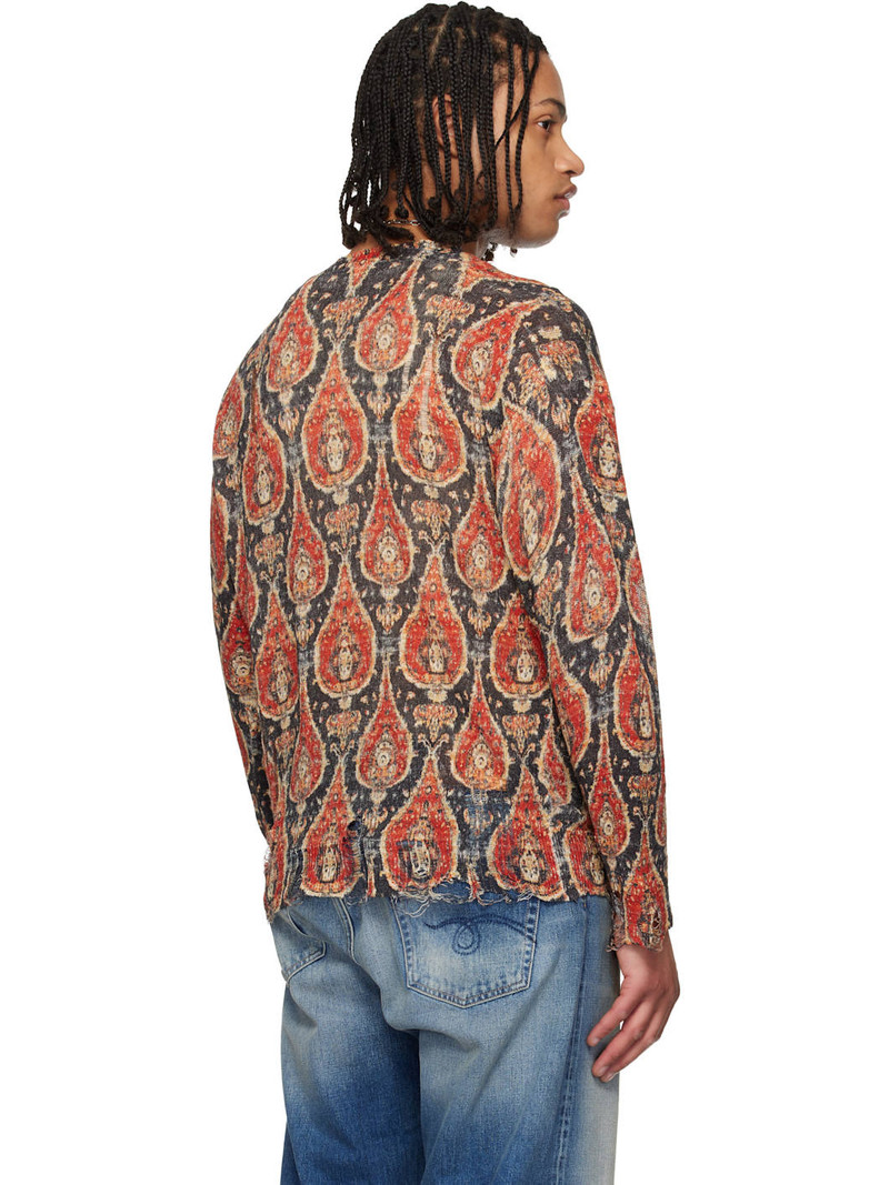 Black & Orange Printed Boyfriend Cardigan 3