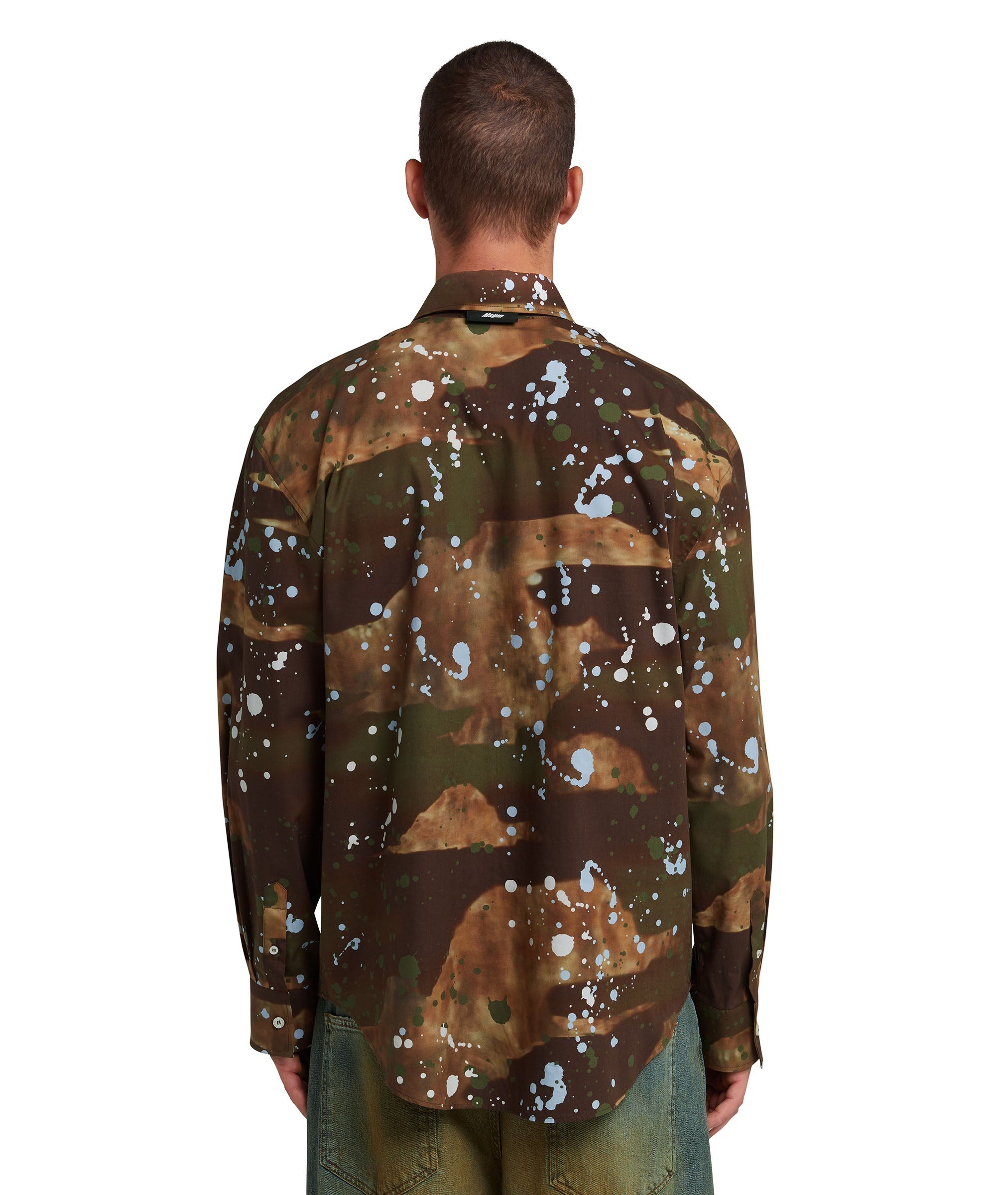 Poplin shirt with "dripping camo" print - 3
