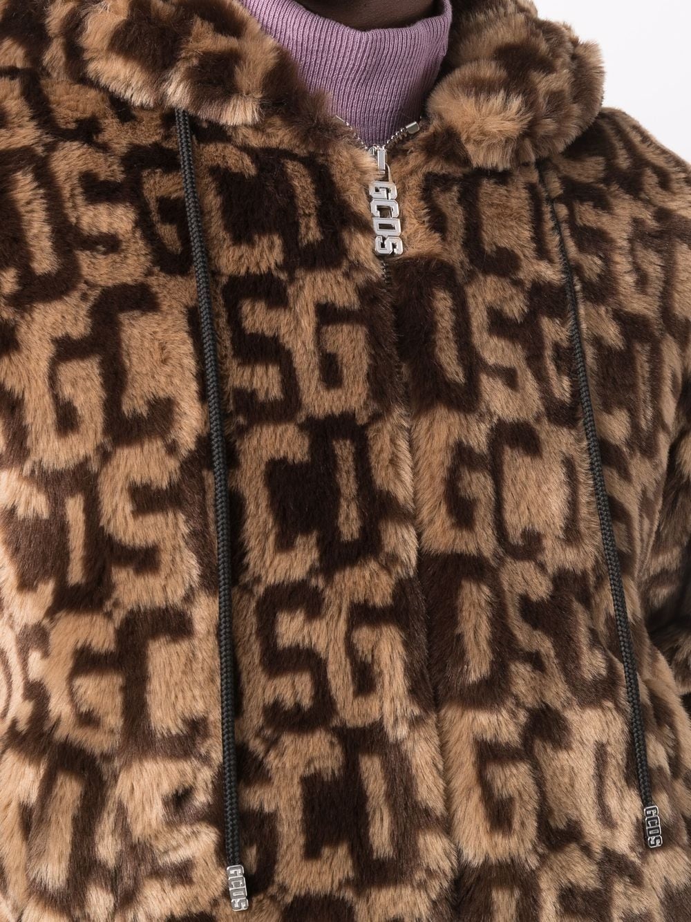 monogram-print faux fur jacket - 5