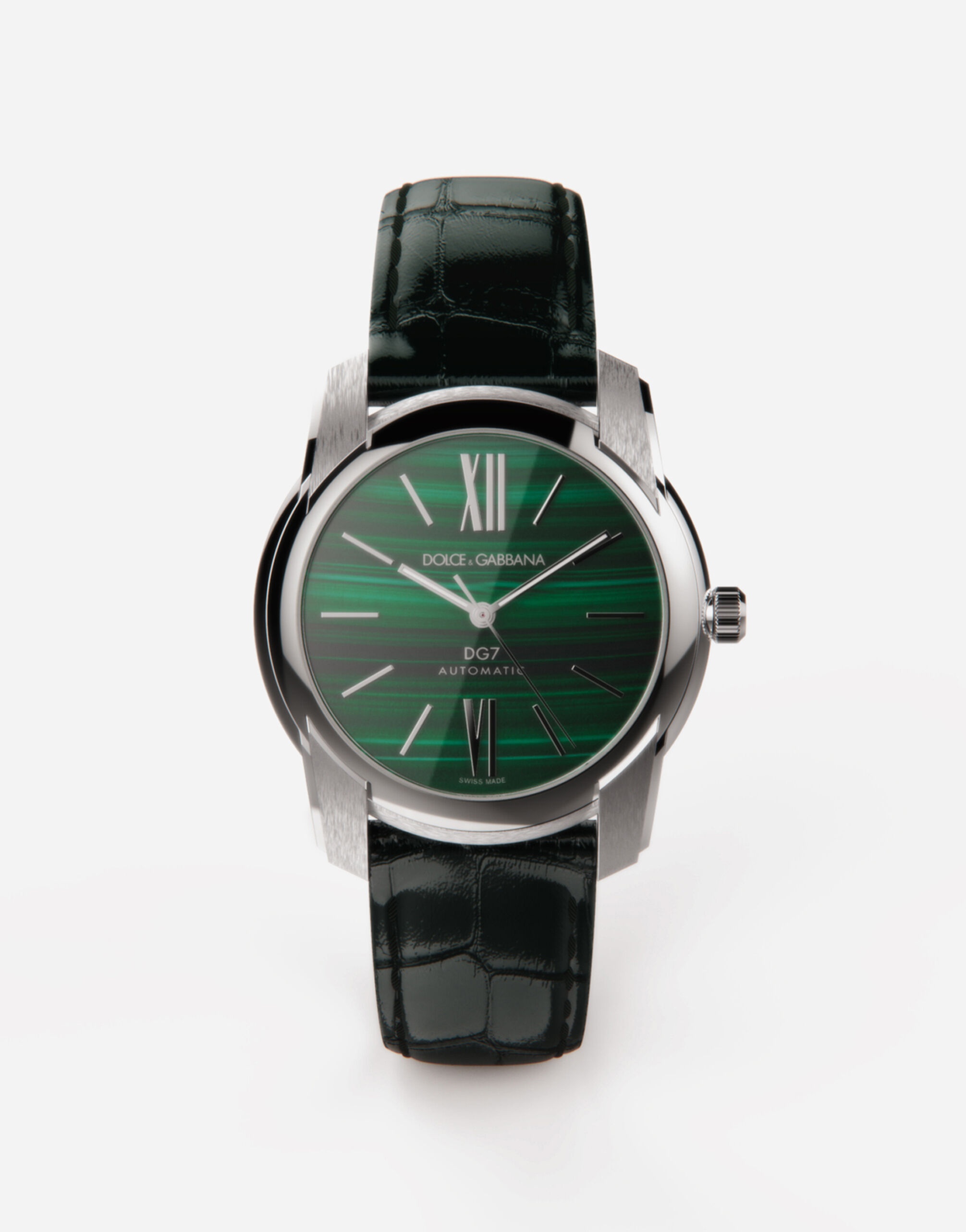 Steel and malachite watch - 1