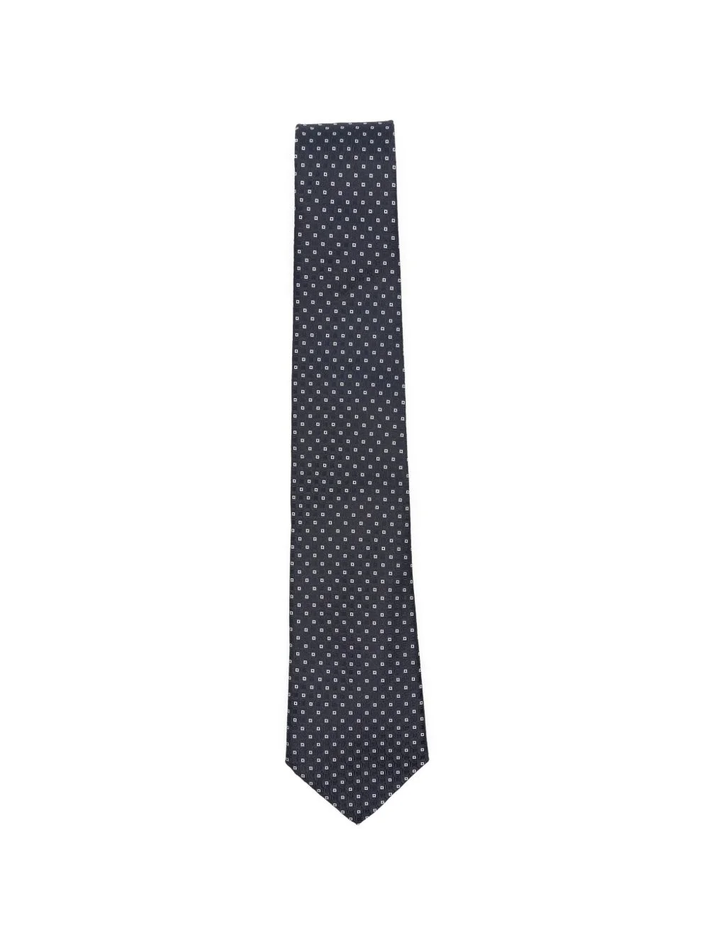 geometric-pattern silk tie - 1