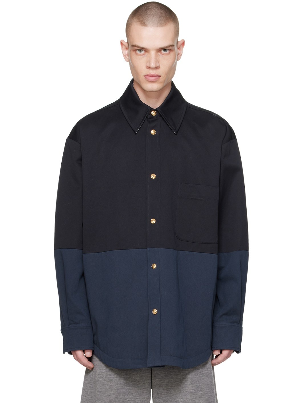 Navy Paneled Jacket - 1