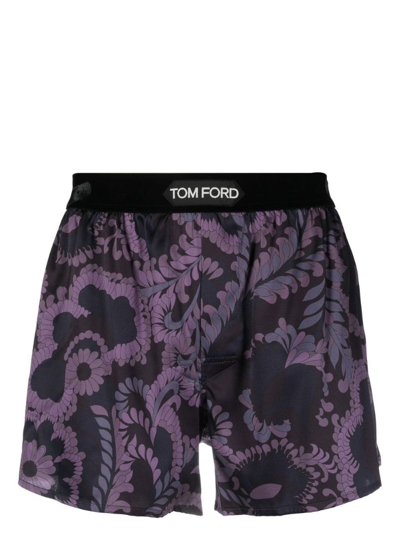 '70s paisley floral swim shorts - 1