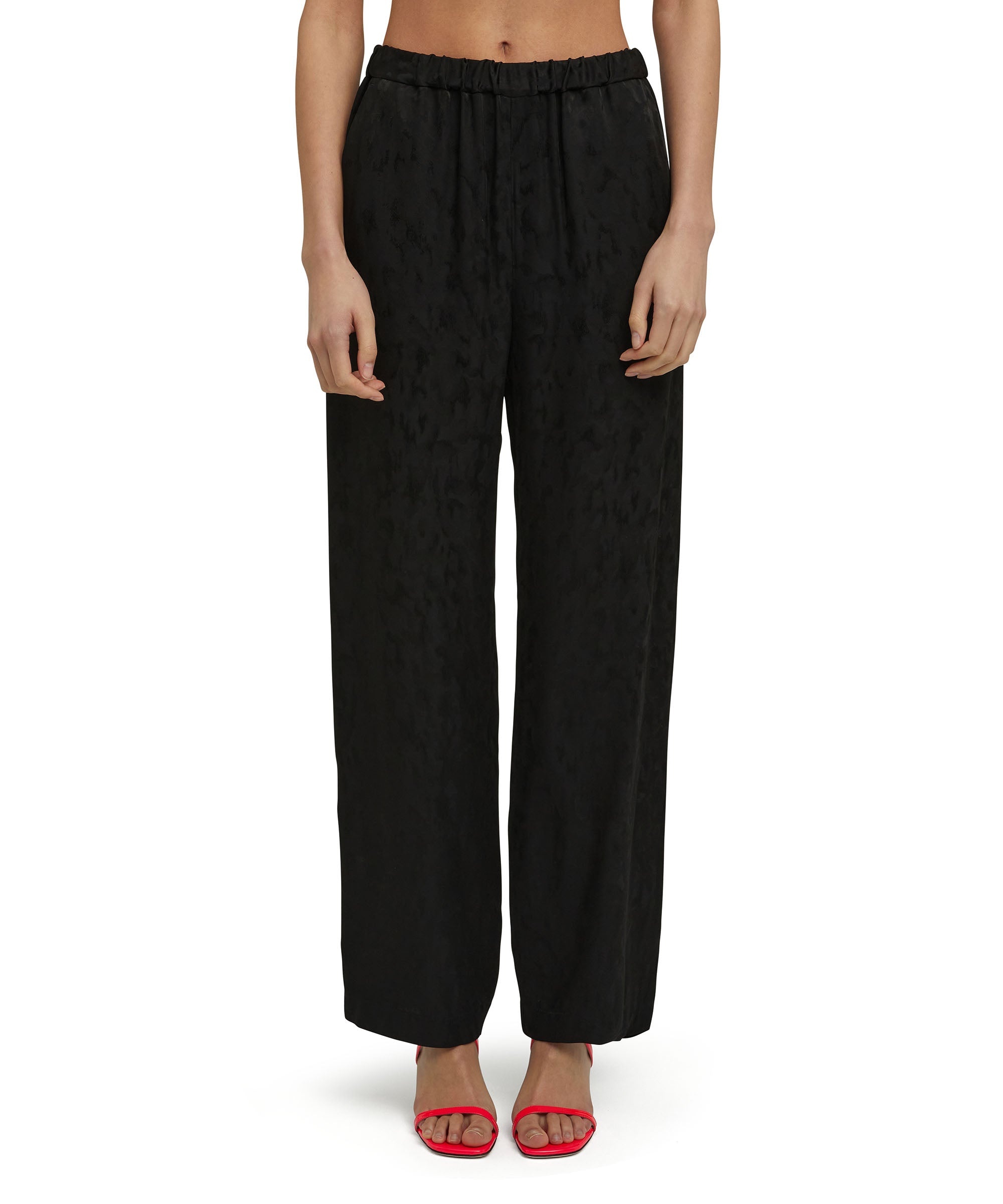 Viscose jacquard camouflage flowing pants with straight legs - 3