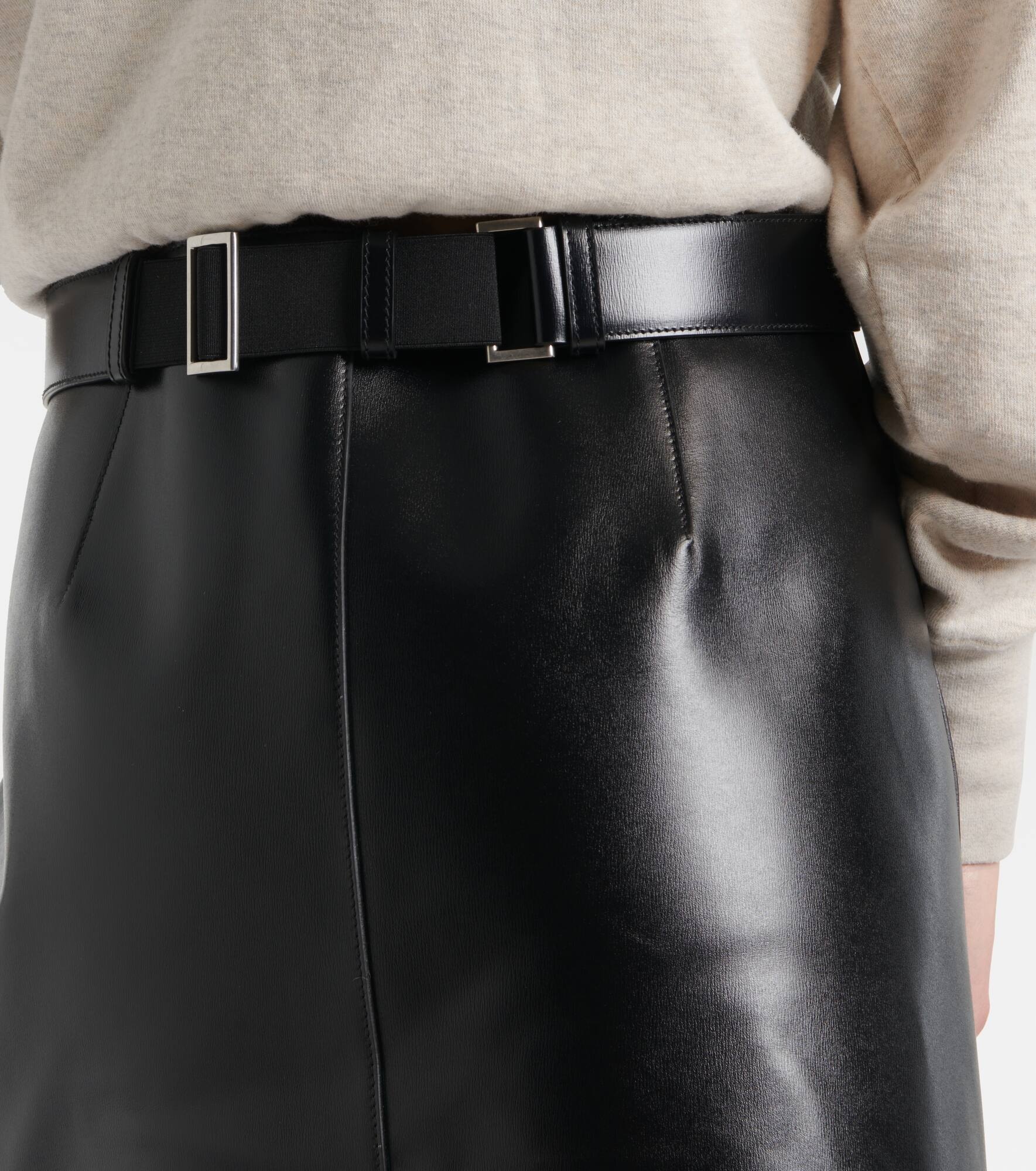 Belted leather mini skirt - 5