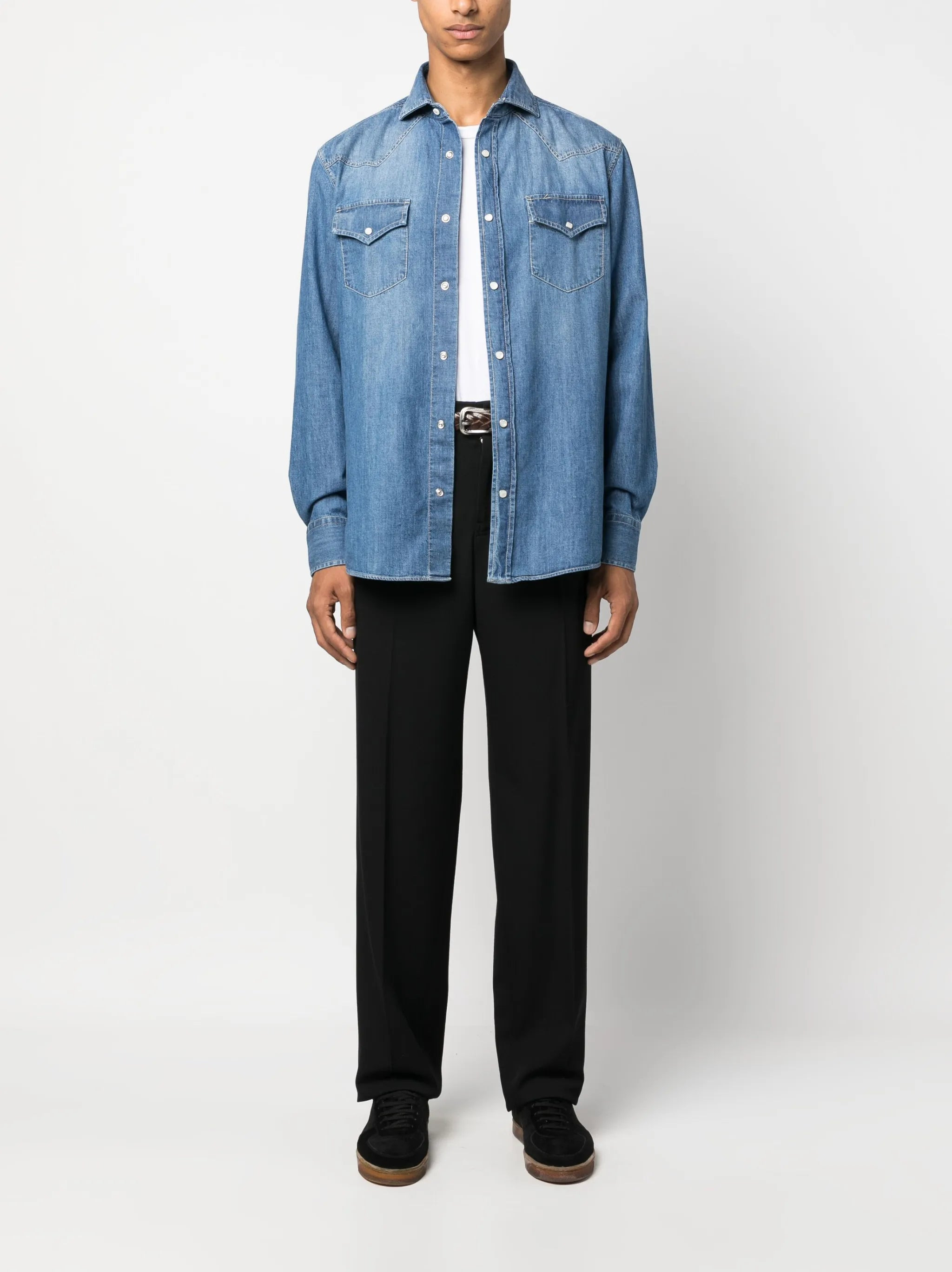 Brunello Cucinelli Button-up Cotton Denim Shirt - 4
