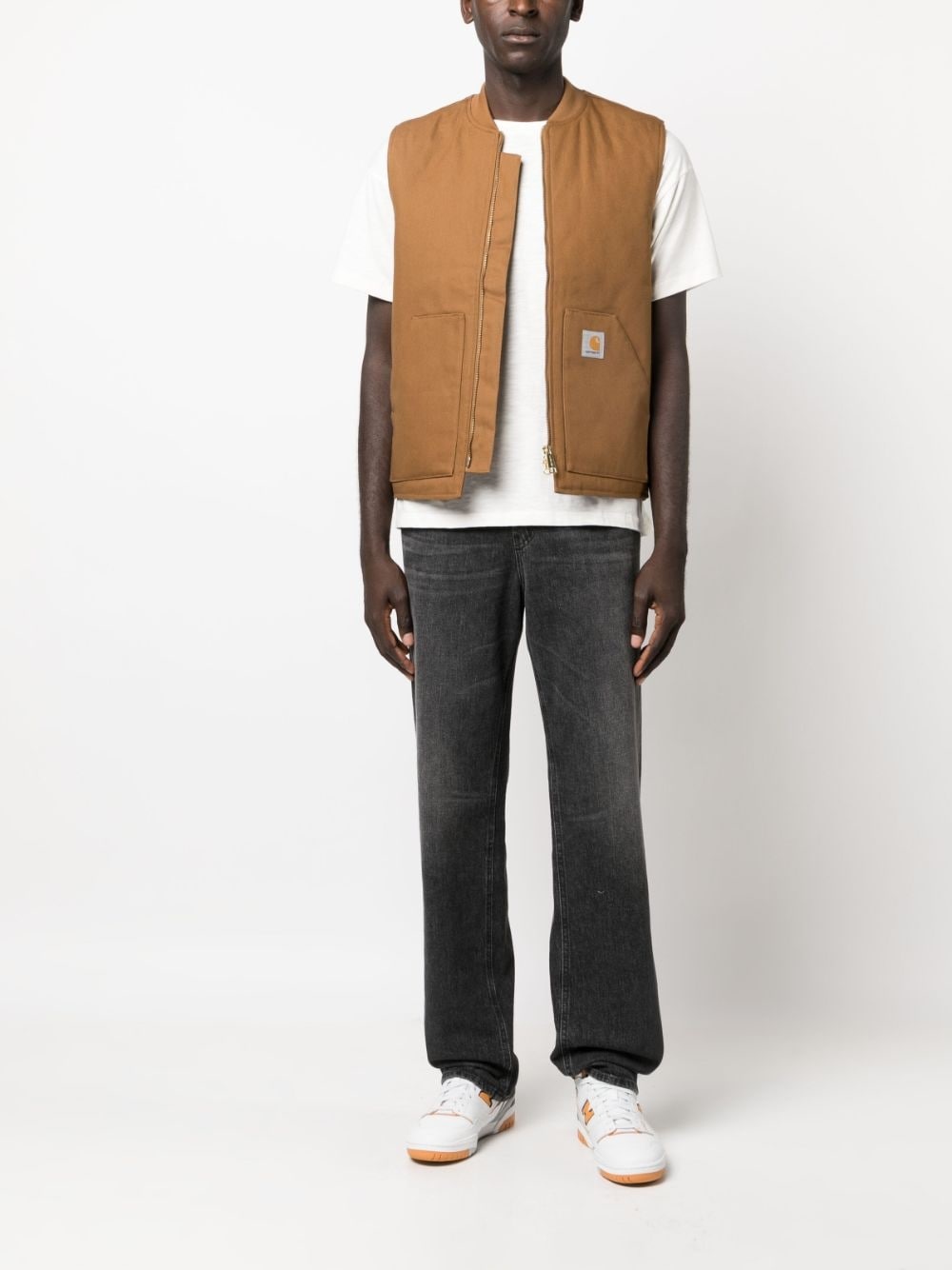 logo-patch zipped vest - 2