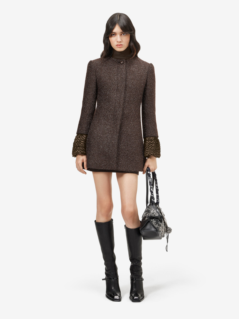 Women's Metallic Tweed Coat in Brown 1