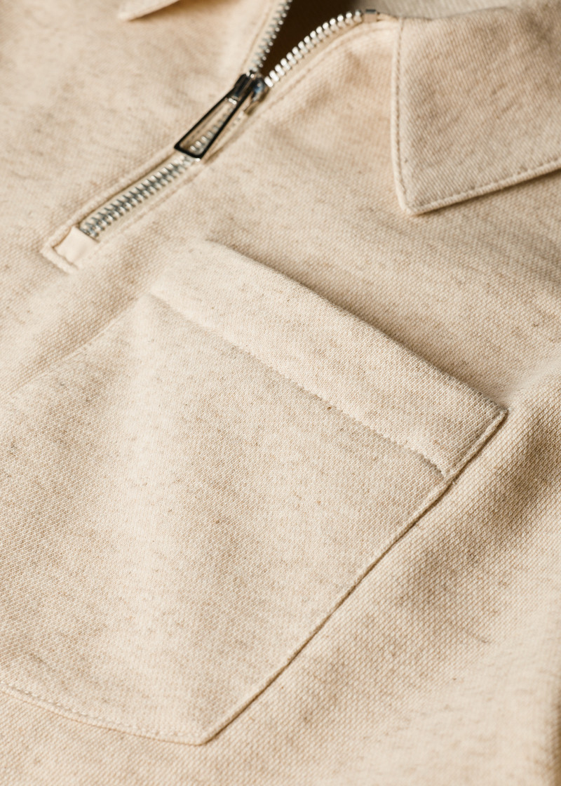Ecru Marl Quarter Zip Collar Sweatshirt 4