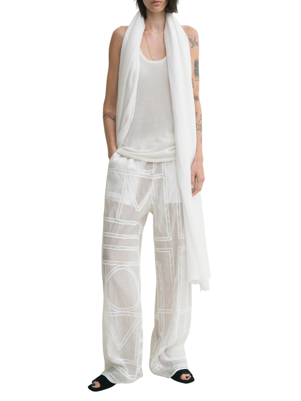 Toteme Women Monogram Crochet Pants In White - 2