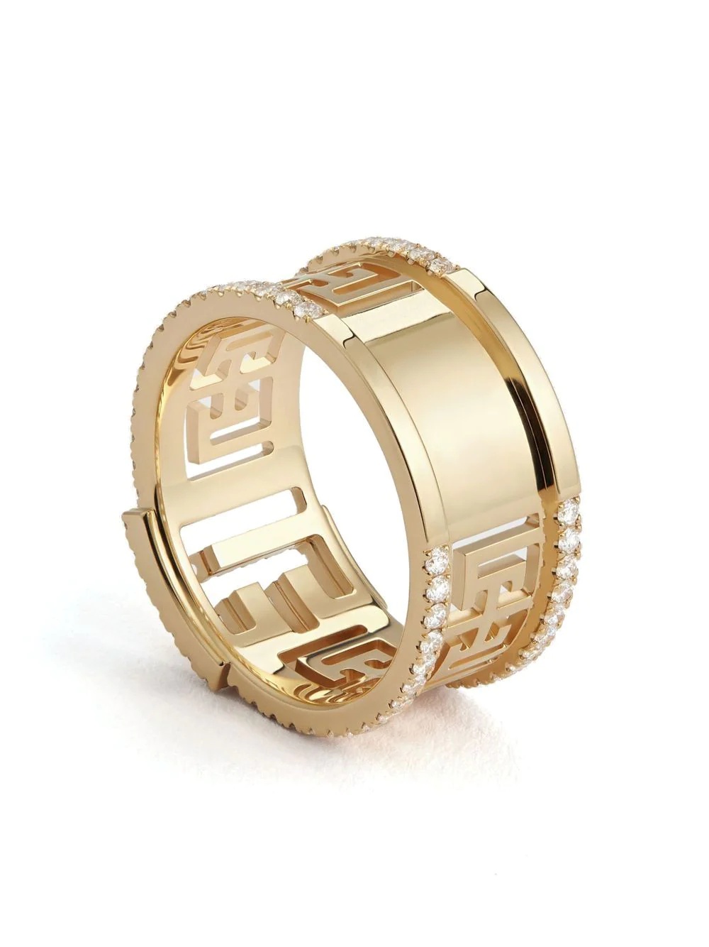 18kt yellow gold Labyrinth frieze pave diamond ring - 4