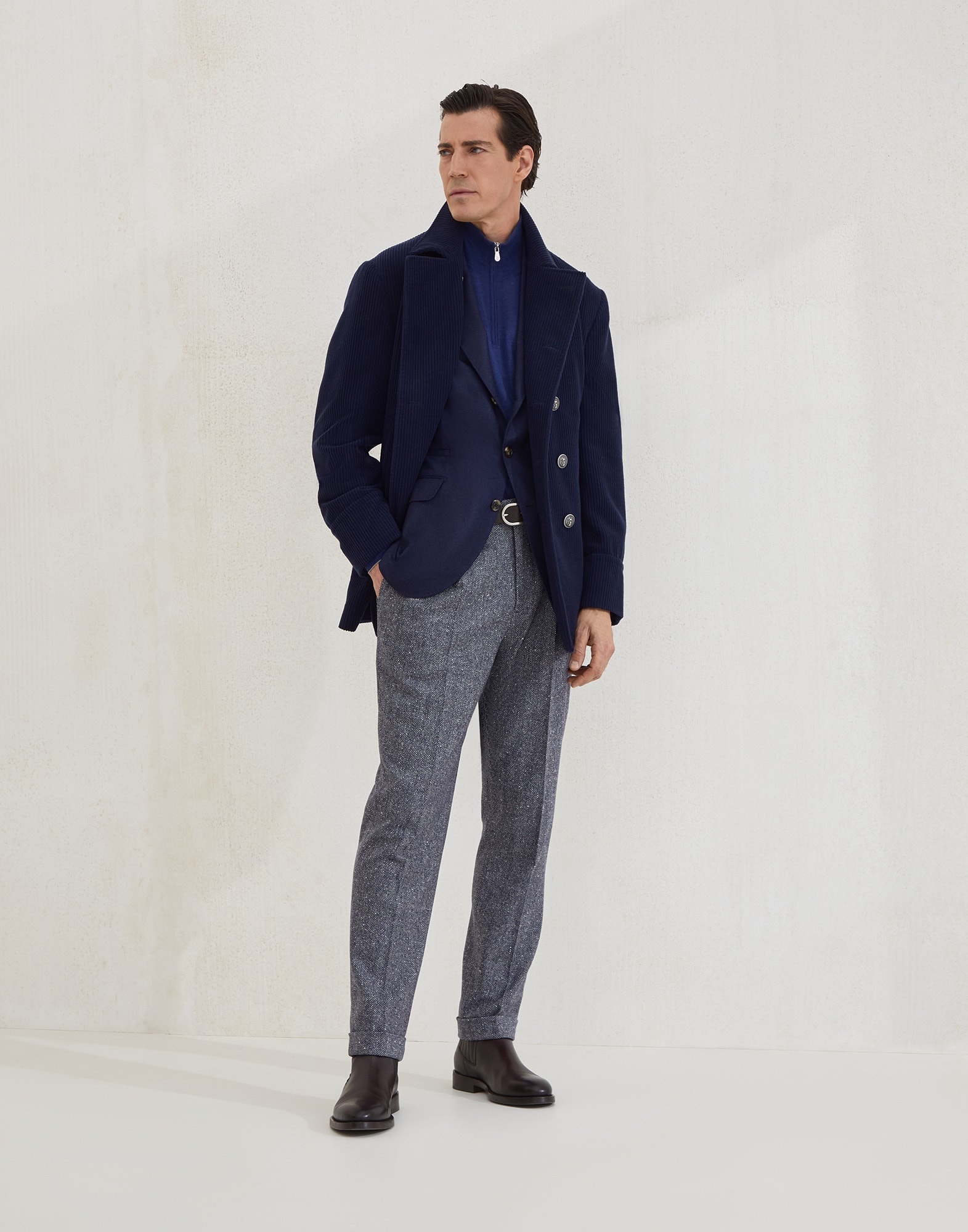 Virgin wool flannel deconstructed blazer - 5