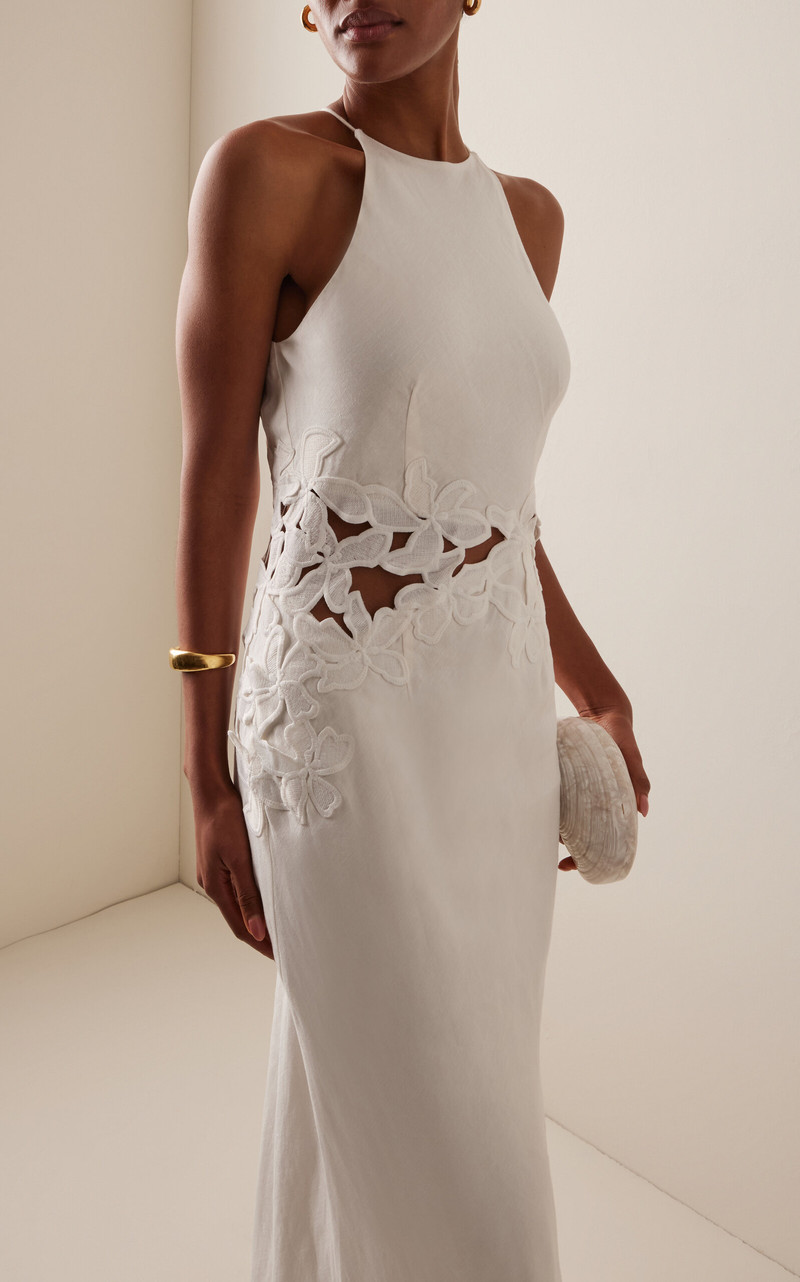 SIGNIFICANT OTHER Idette Floral-Appliquéd Linen-Blend Maxi Dress ivory outlook