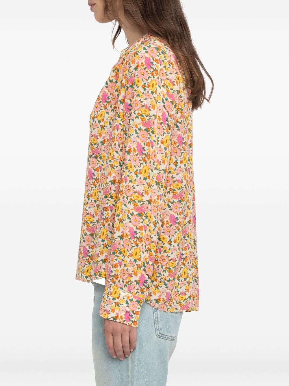 Tink floral-print V-neck tunic top - 4