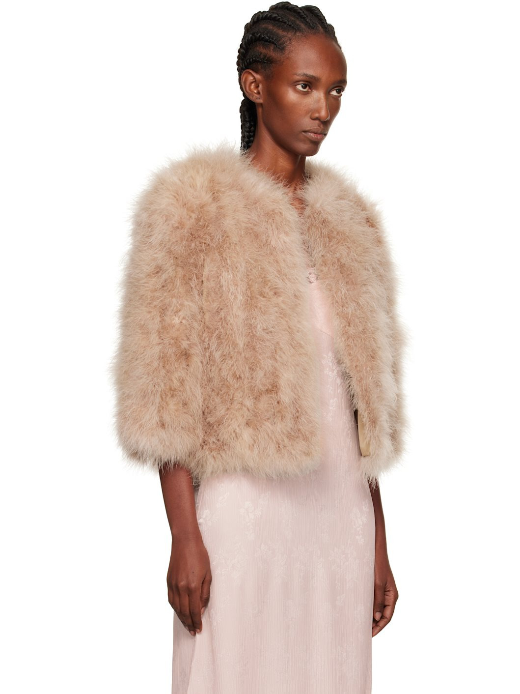 Beige Short Feather Jacket - 2