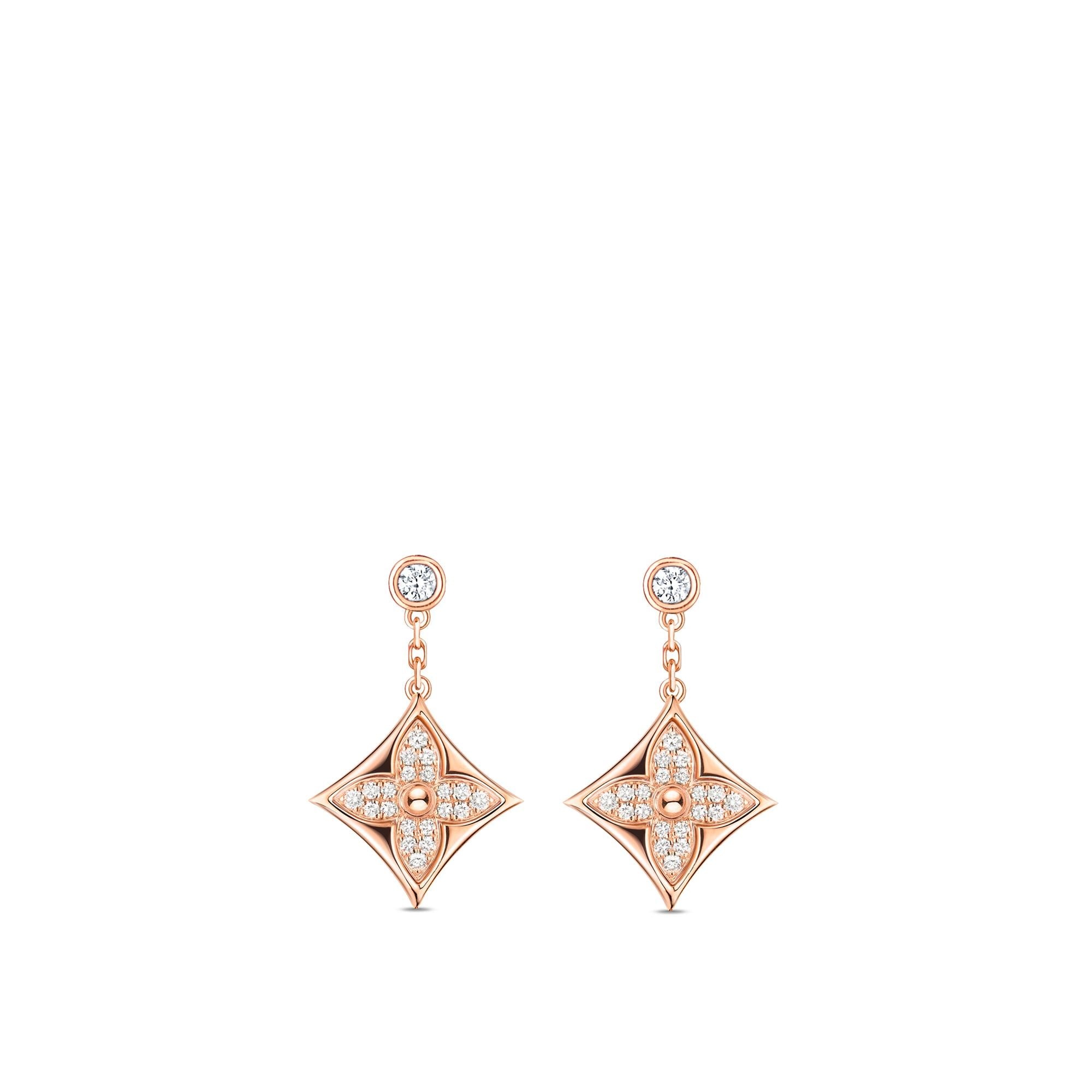 Color Blossom BB Star Ear Studs, Pink Gold And Diamonds - 1