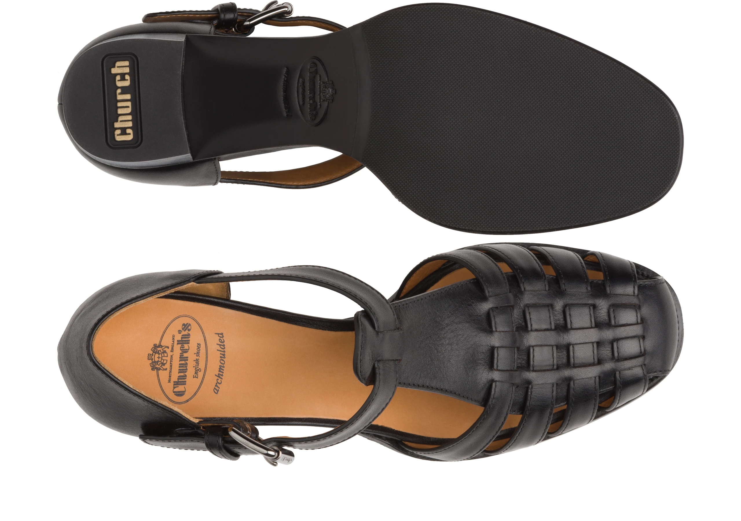 Kelsey 50
Smart Calf Leather Mid Heel Sandal Black - 3