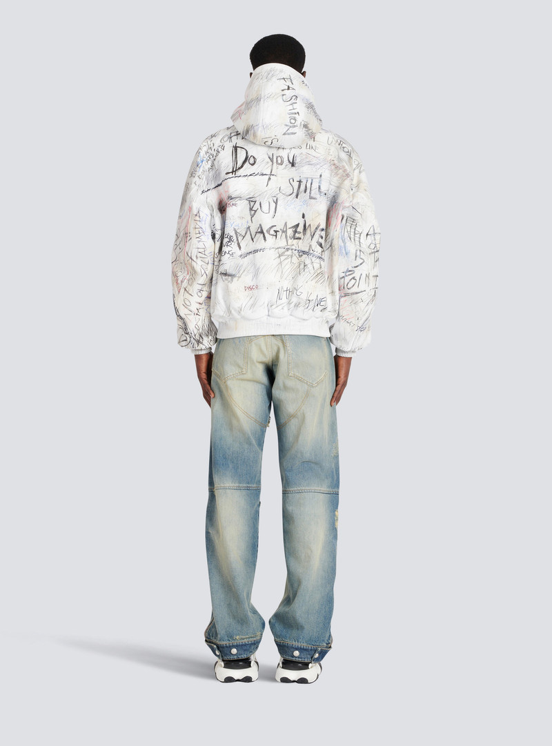 Leather graffiti aviator jacket 5