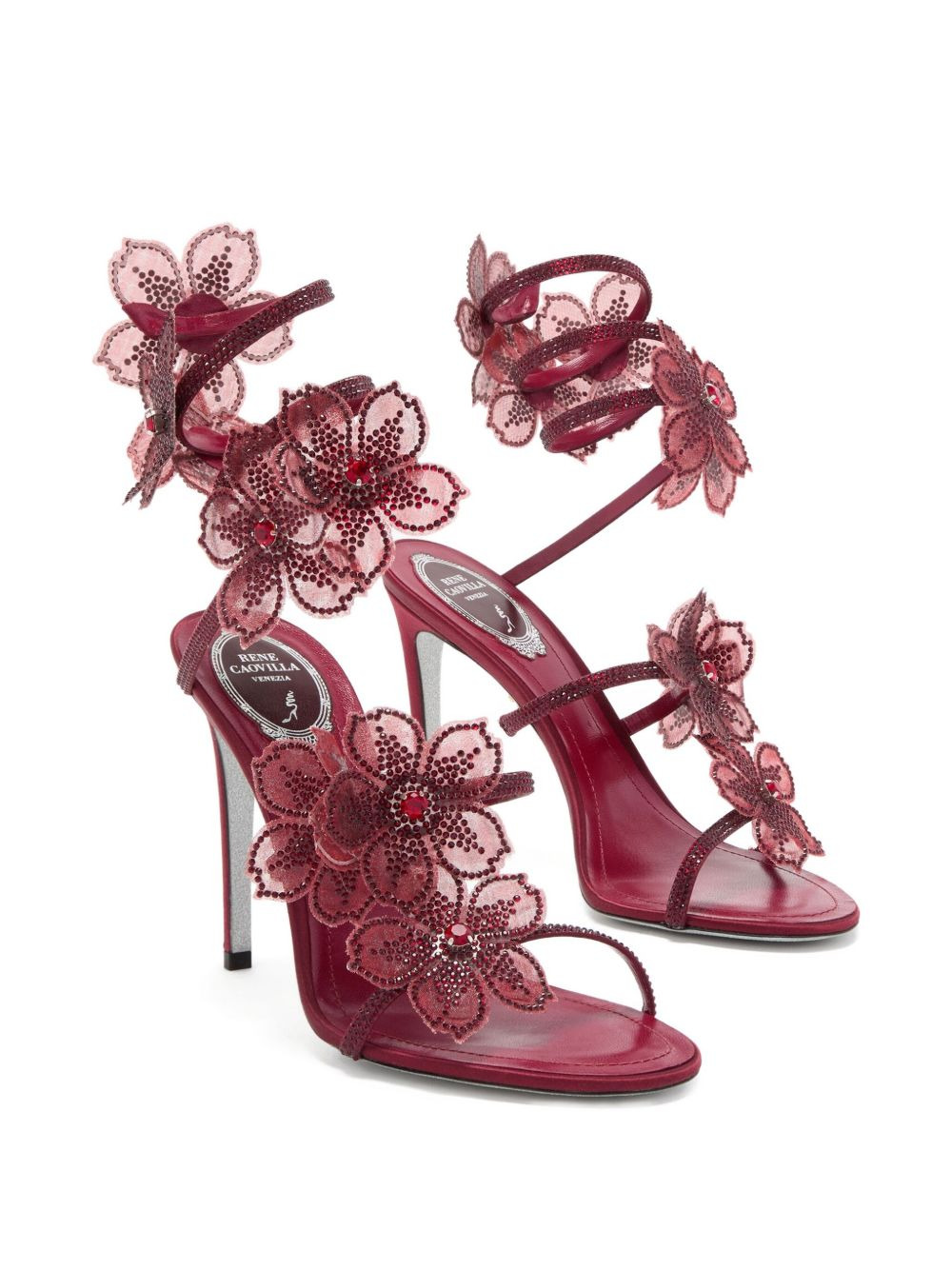 105mm crystal-flower embellished sandals - 2