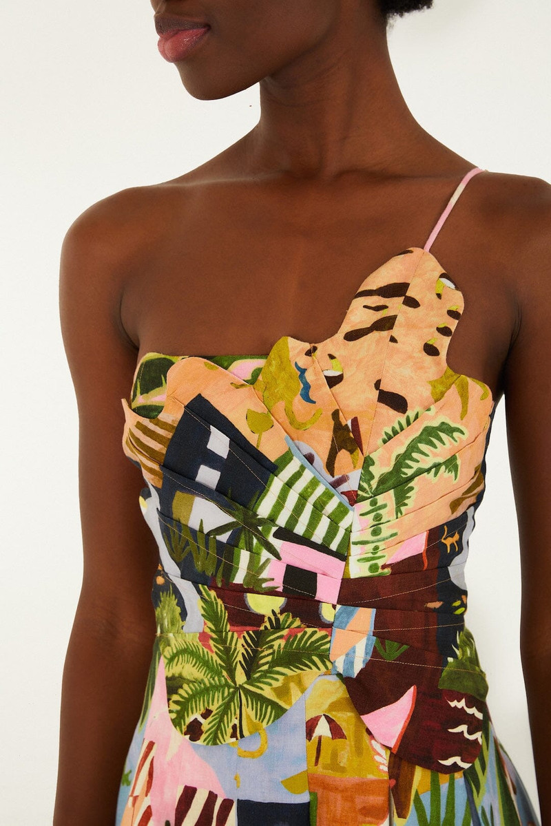 FARM RIO Multicolor Tropical Painting Lenzing Ecovero Euroflax Mini Dress outlook
