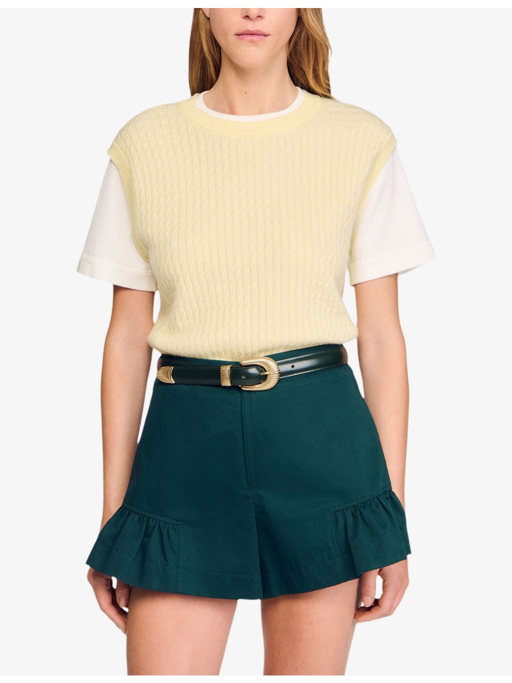 Layered short-sleeve knitted jumper - 3