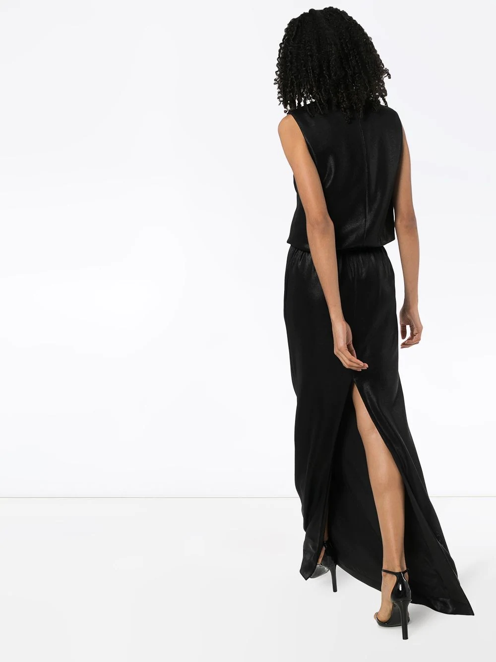 asymmetric halterneck silk evening gown - 3