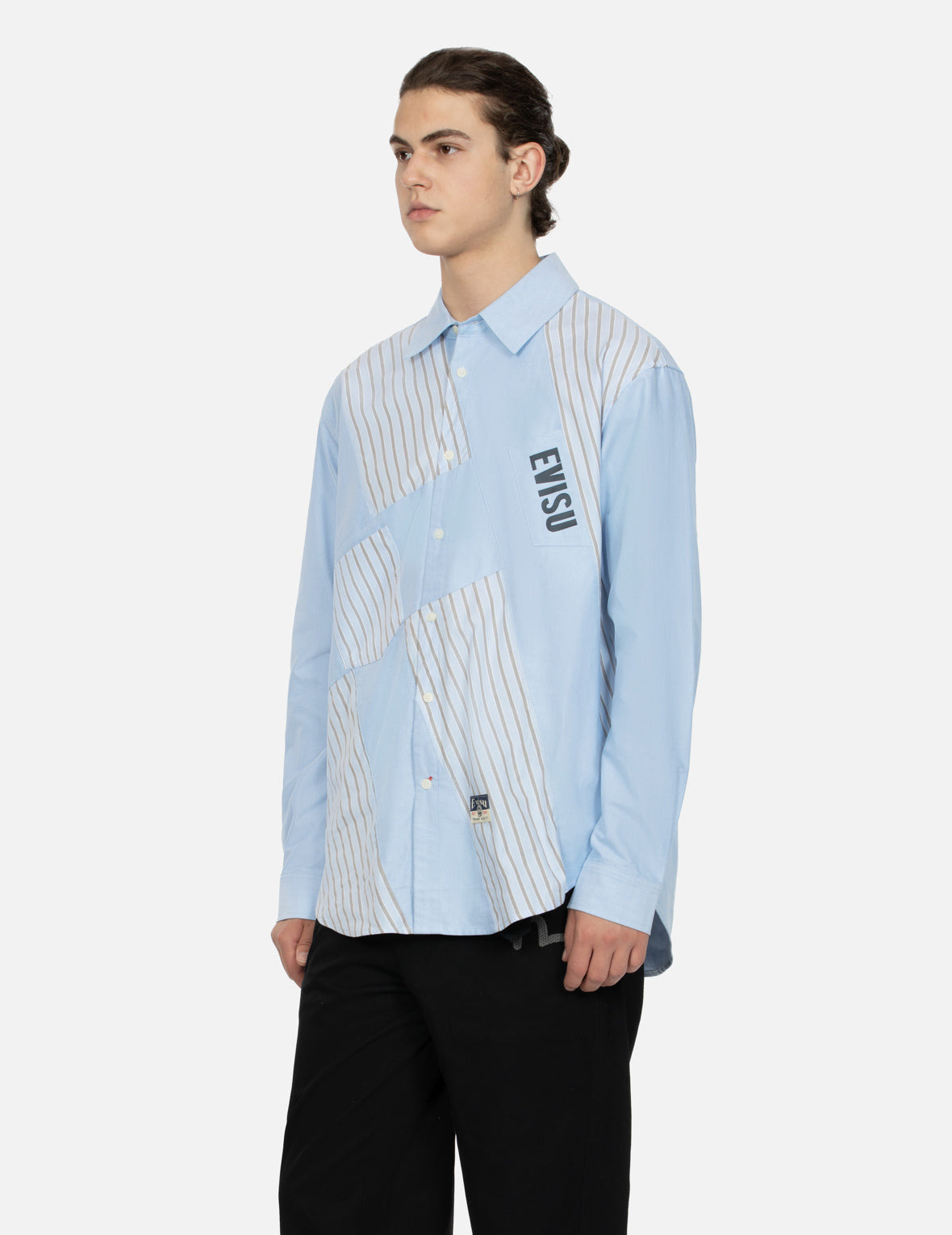 WHEEL OF WISDOM AND LOGO PRINT RELAX FIT DECONSTRUCTIVE SHIRT - 7