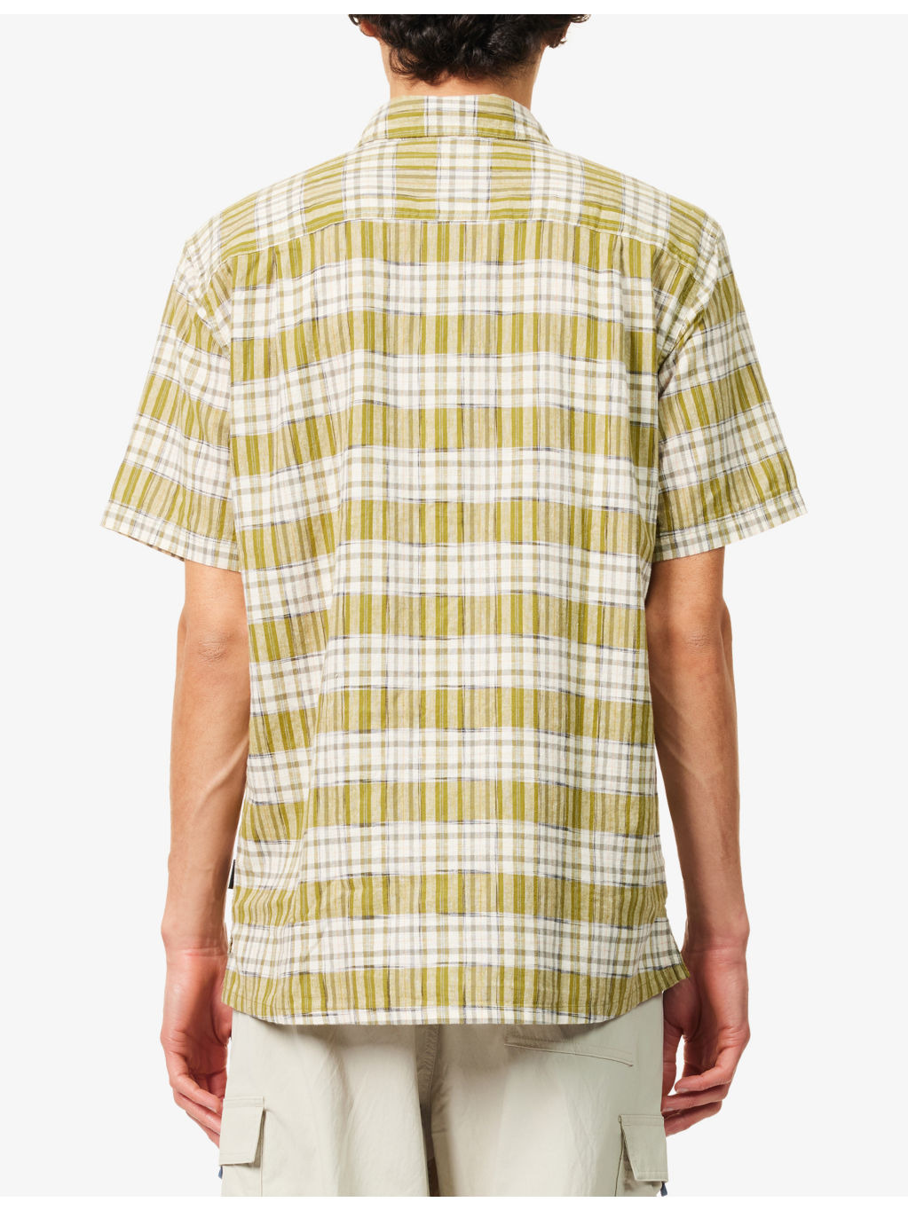 Back Step Cheque Short-Sleeve Cotton-Blend Shirt - 4