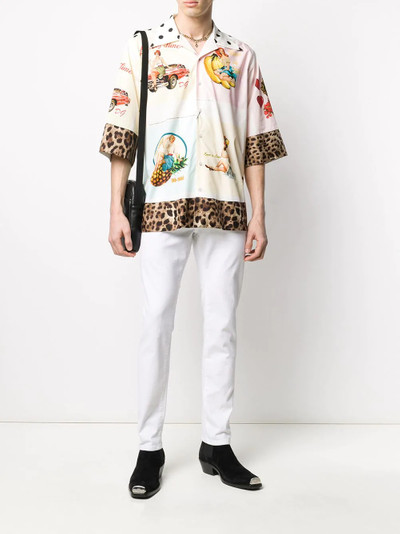 Dolce & Gabbana postcard-print bowling shirt outlook