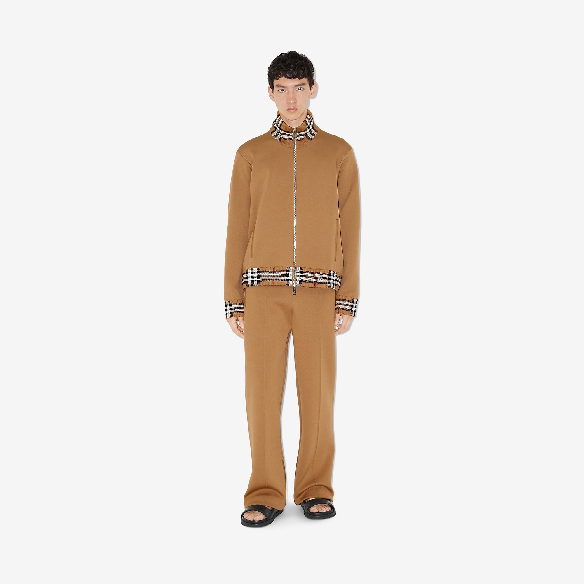 Check Trim Jersey Jogging Pants - 2