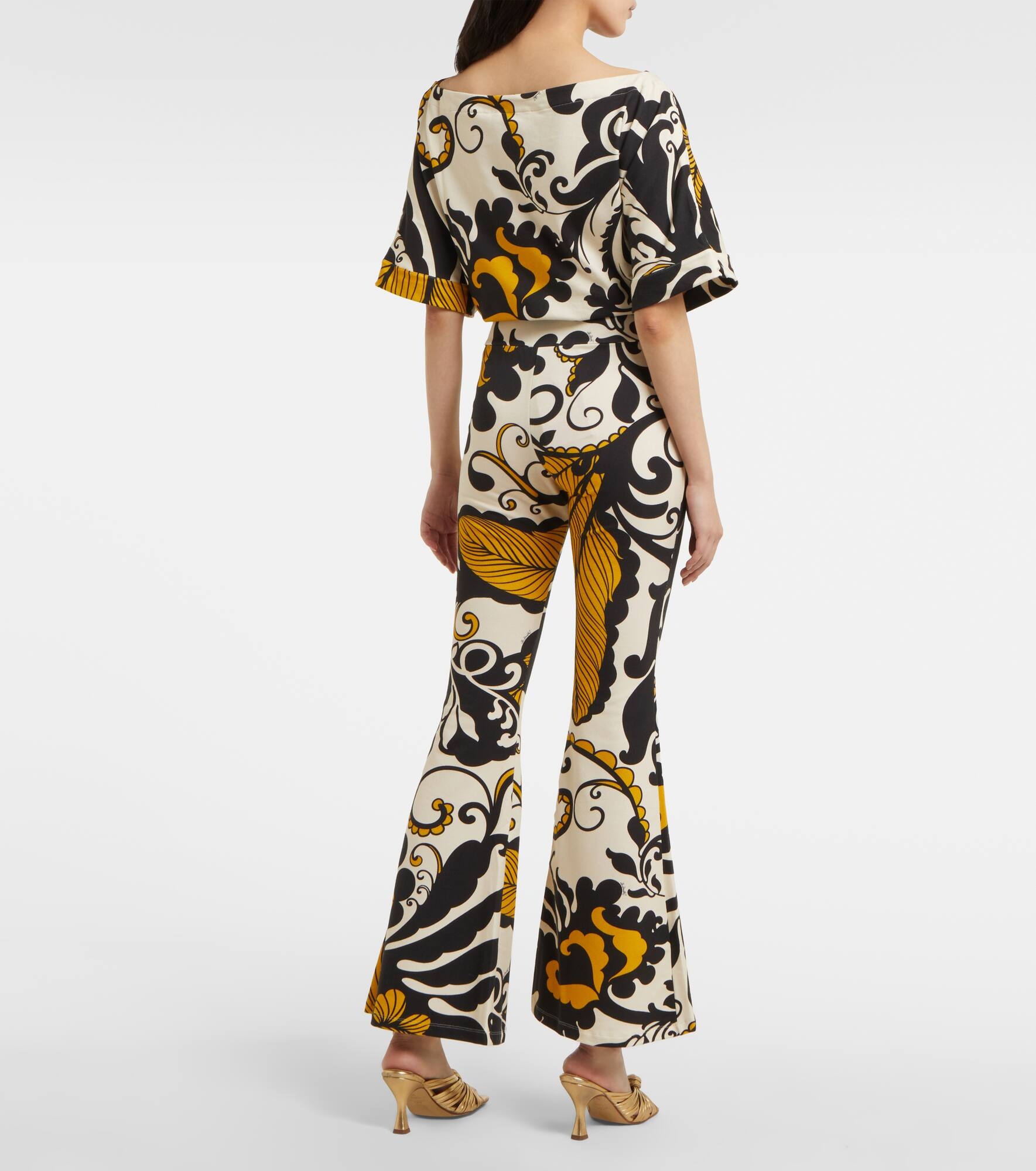 Meditation printed fleece flared pants - 3
