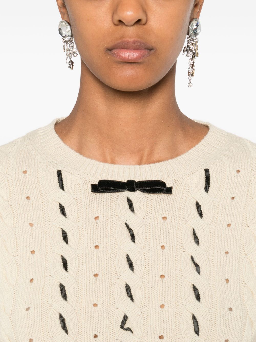 cable-knit ruffled-cuff sweater - 5