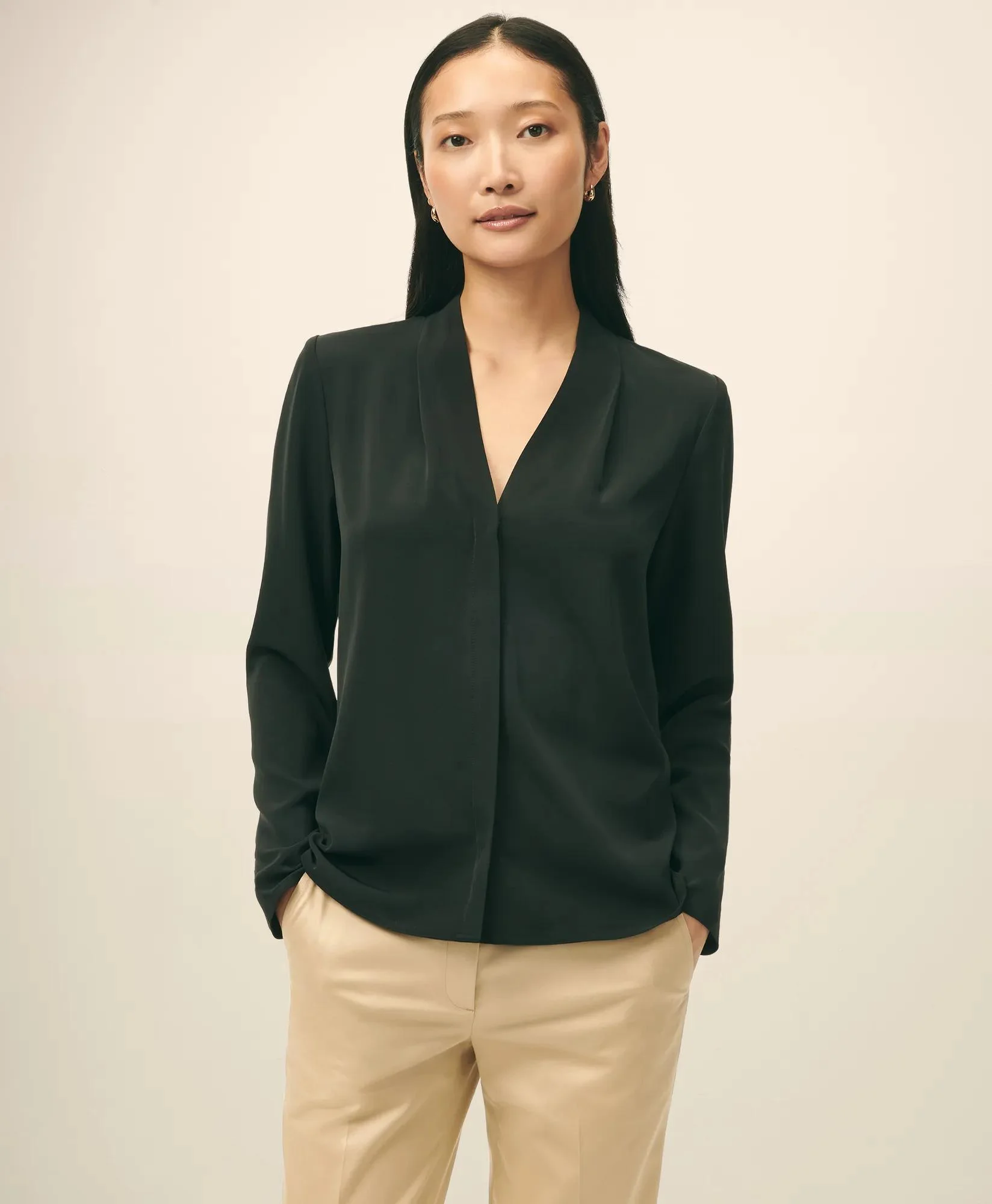 Concealed-Placket Blouse in Crepe - 1