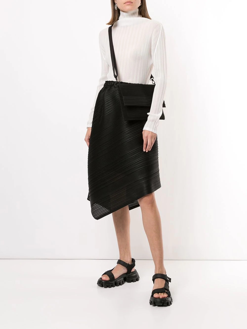 asymmetrical pleated midi skirt - 2