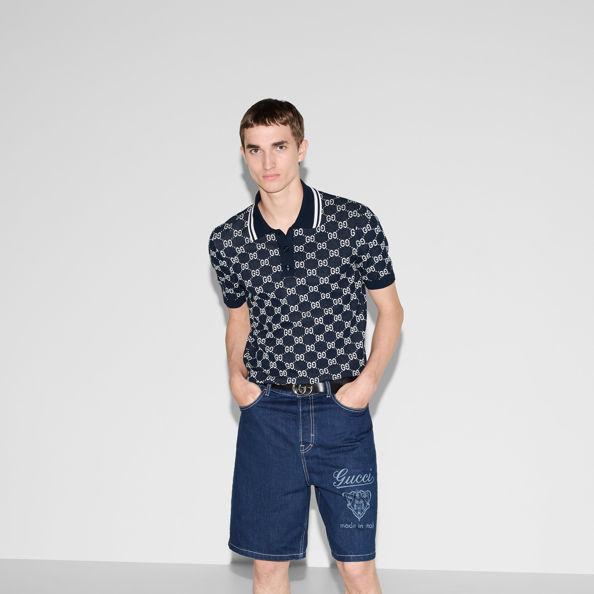 GG cotton knit jacquard polo shirt - 6